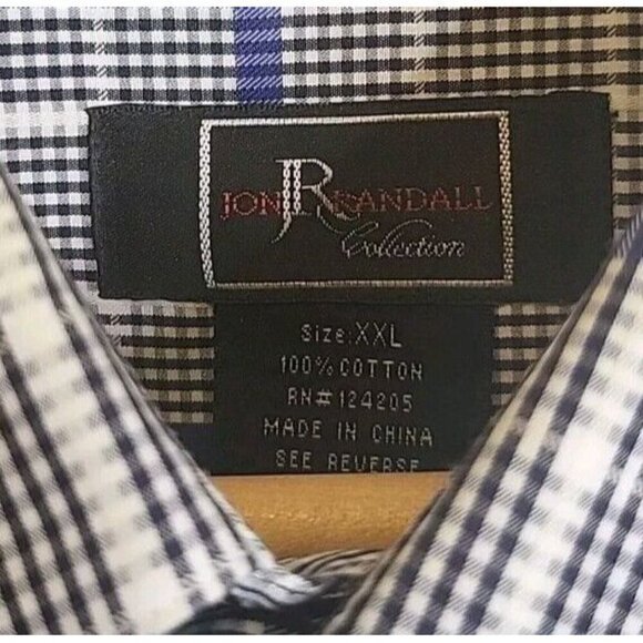 John Randall Collection Mens 2XL XXLButton Down Long Sleeve Blue White Black EUC - Picture 3 of 10